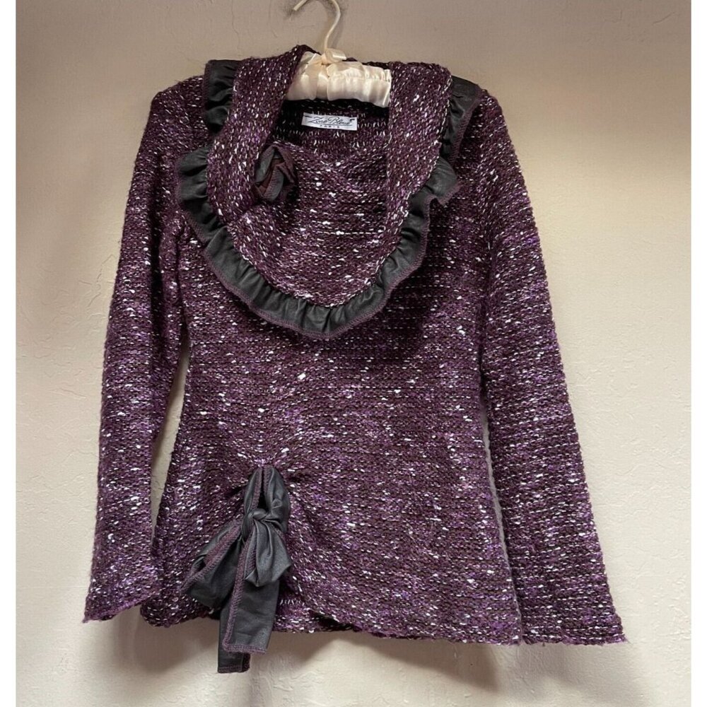Purple Cowl Neck Sweater with Black Accents